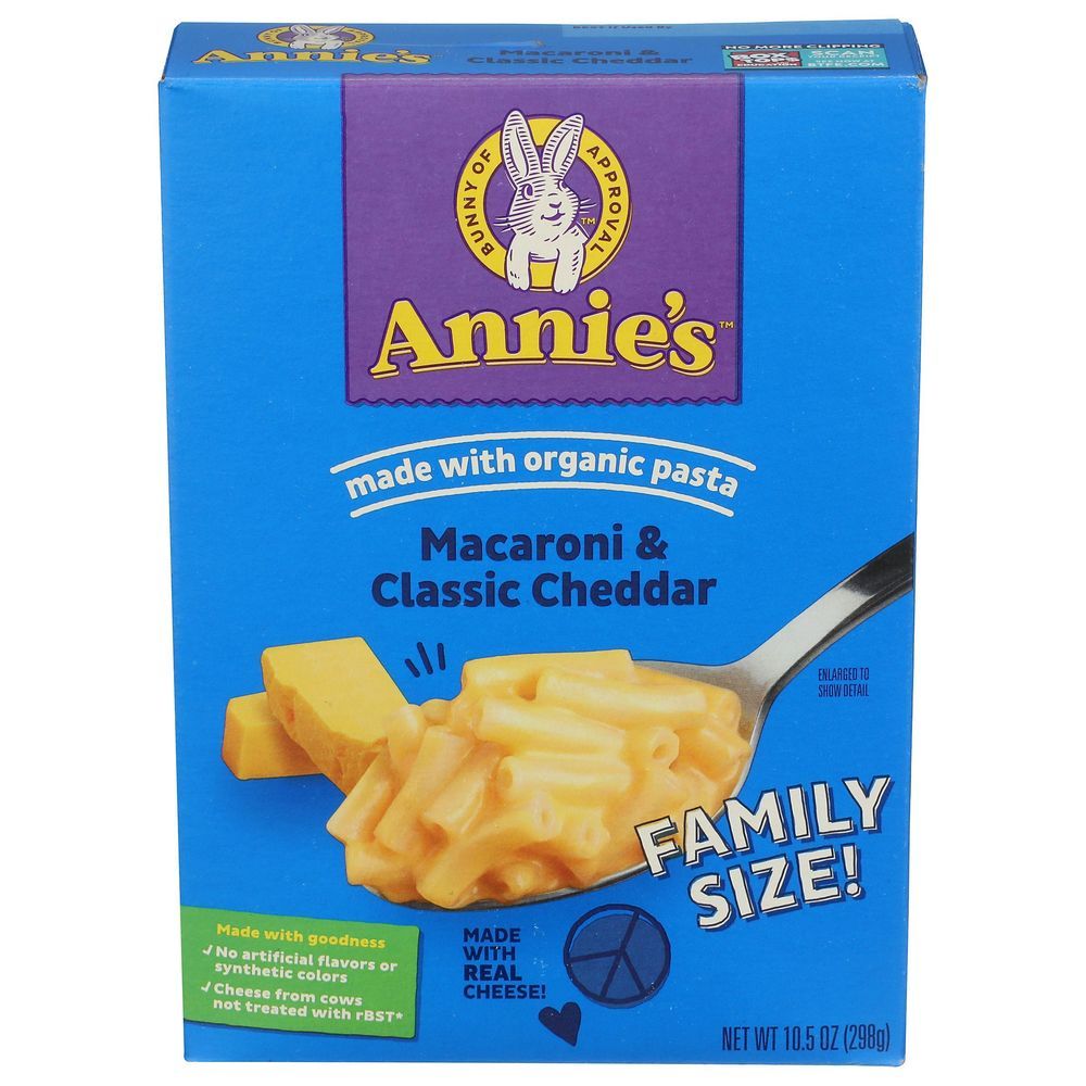 Annies Homegrown Classic Mild Cheddar Macaroni And Cheese Pasta - Family Size, 10.5 Ounce -- 6 Per Case