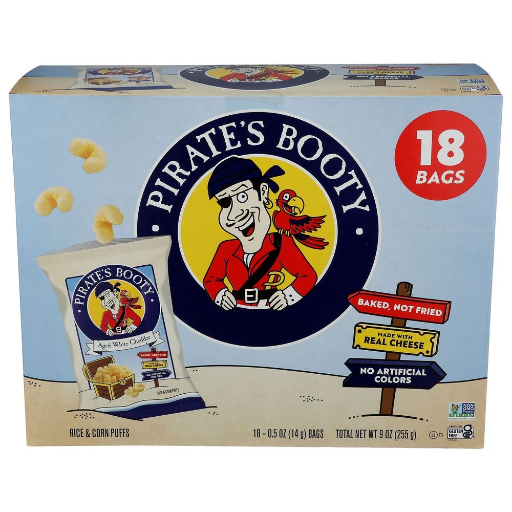 Pirate's Booty Aged White Cheddar Rice And Corn Puffs, 0.5 Ounce -- 72 Per Case