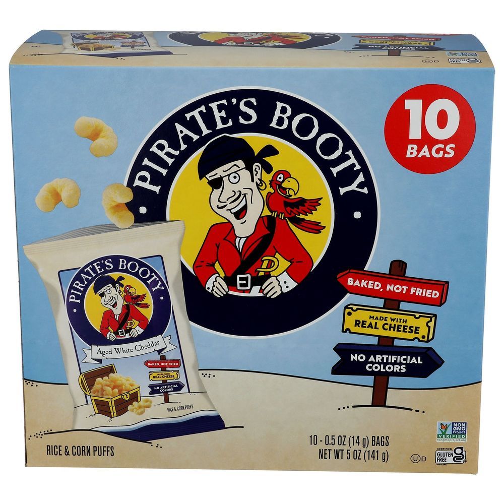 Pirate's Booty Aged White Cheddar Rice And Corn Puffs, 0.5 Ounce -- 40 Per Case