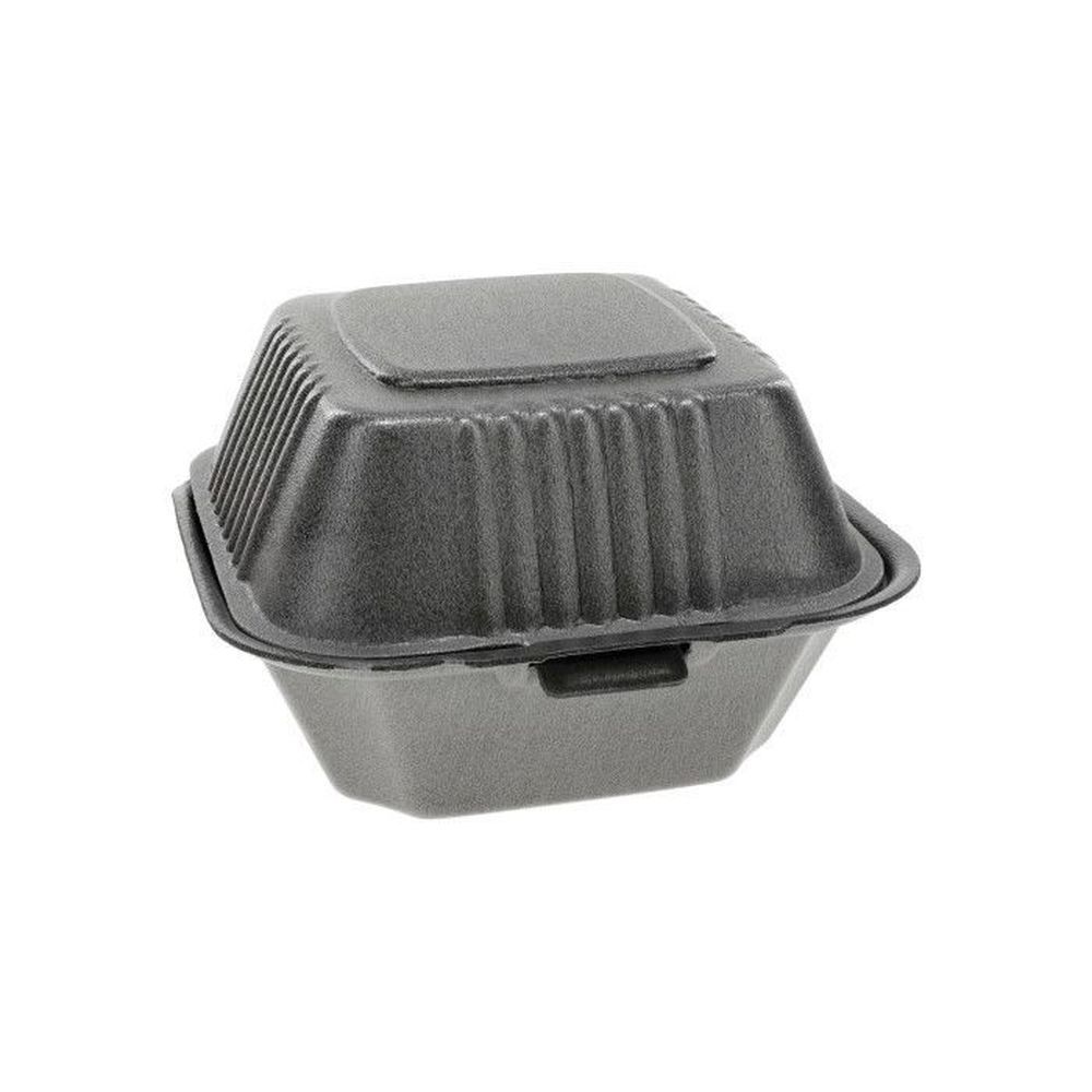 Smartlock Black Polystyrene Foam One Compartment Sandwich Container With Hinged Lid, 5.75 X 5.75 X 3.25 Inch -- 504 Per Case