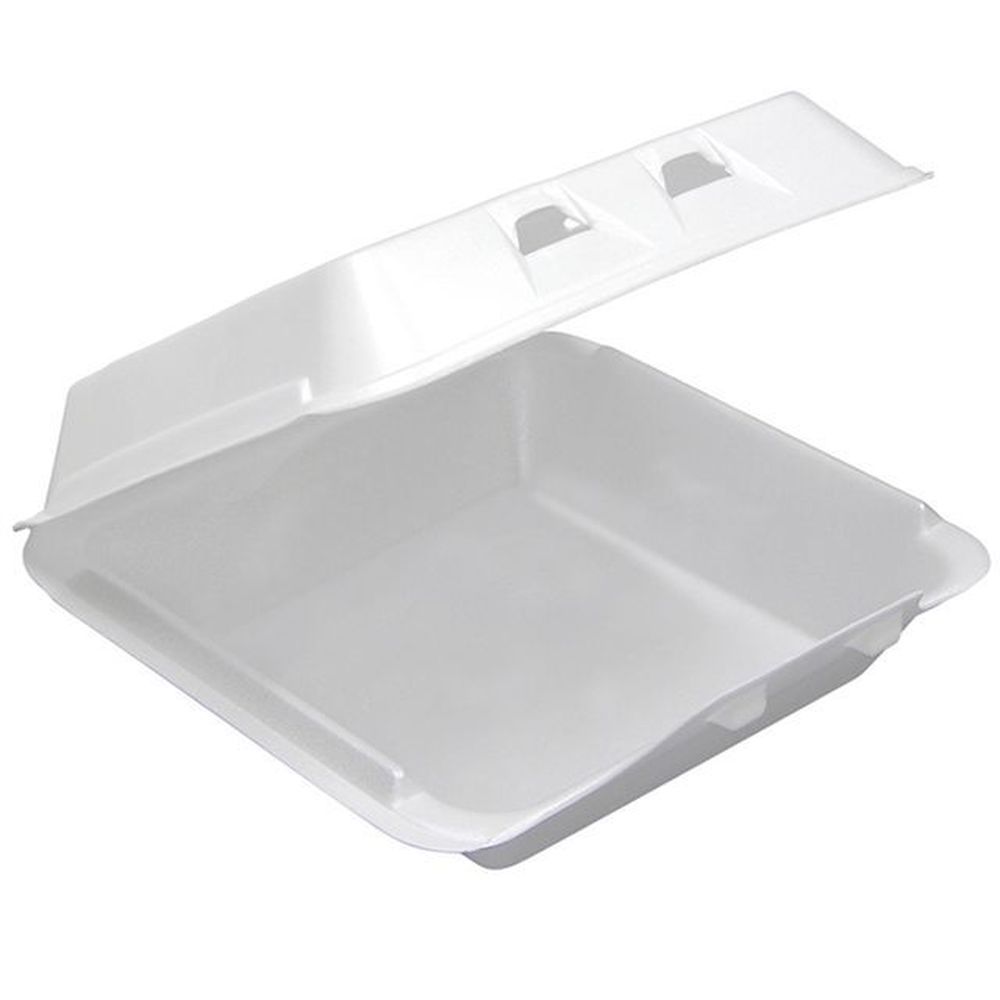 Smartlock White Polystyrene Foam One Compartment Container With Hinged Lid, 9.5 X 10.5 X 3.25 Inch -- 250 Per Case