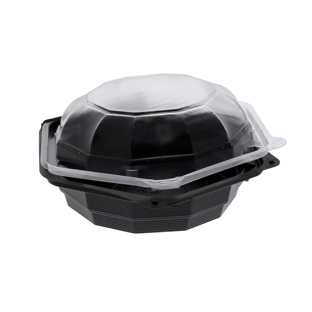 Smartlock Ops Black Base Hexagon Container With Clear Hinged Lid, 15 Ounce Capacity -- 120 Per Case
