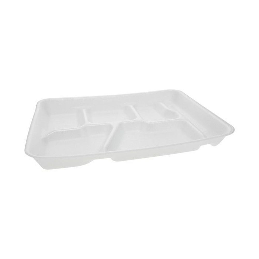 Pactiv Evergreen White Ps Foam 6 Compartment School Lunch Tray, 8.5 X 11.5 X 1.25 Inch -- 500 Per Case