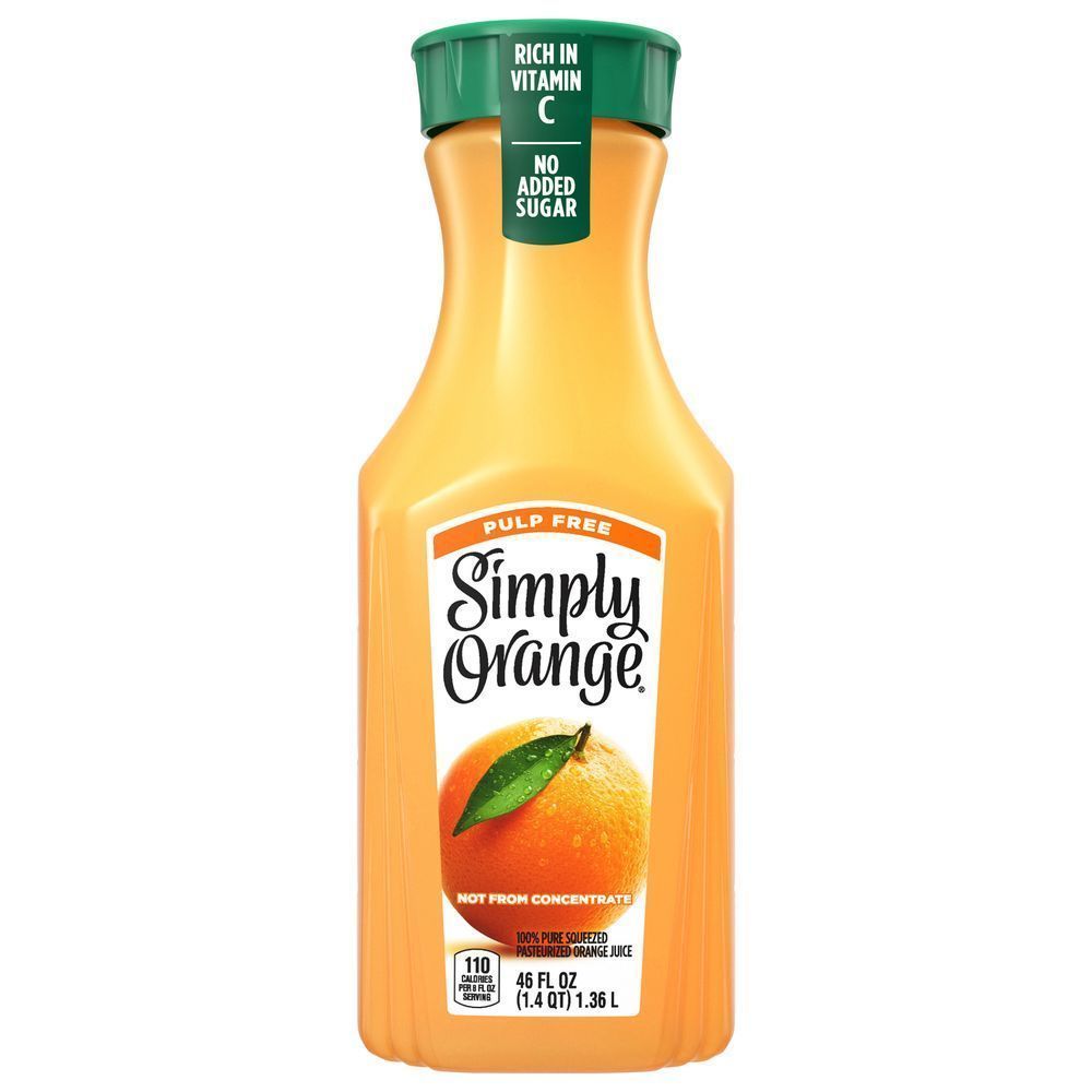 Simply Orange No Added Sugar Pulp Free Orange Juice, 46 Fluid Ounce -- 6 Per Case