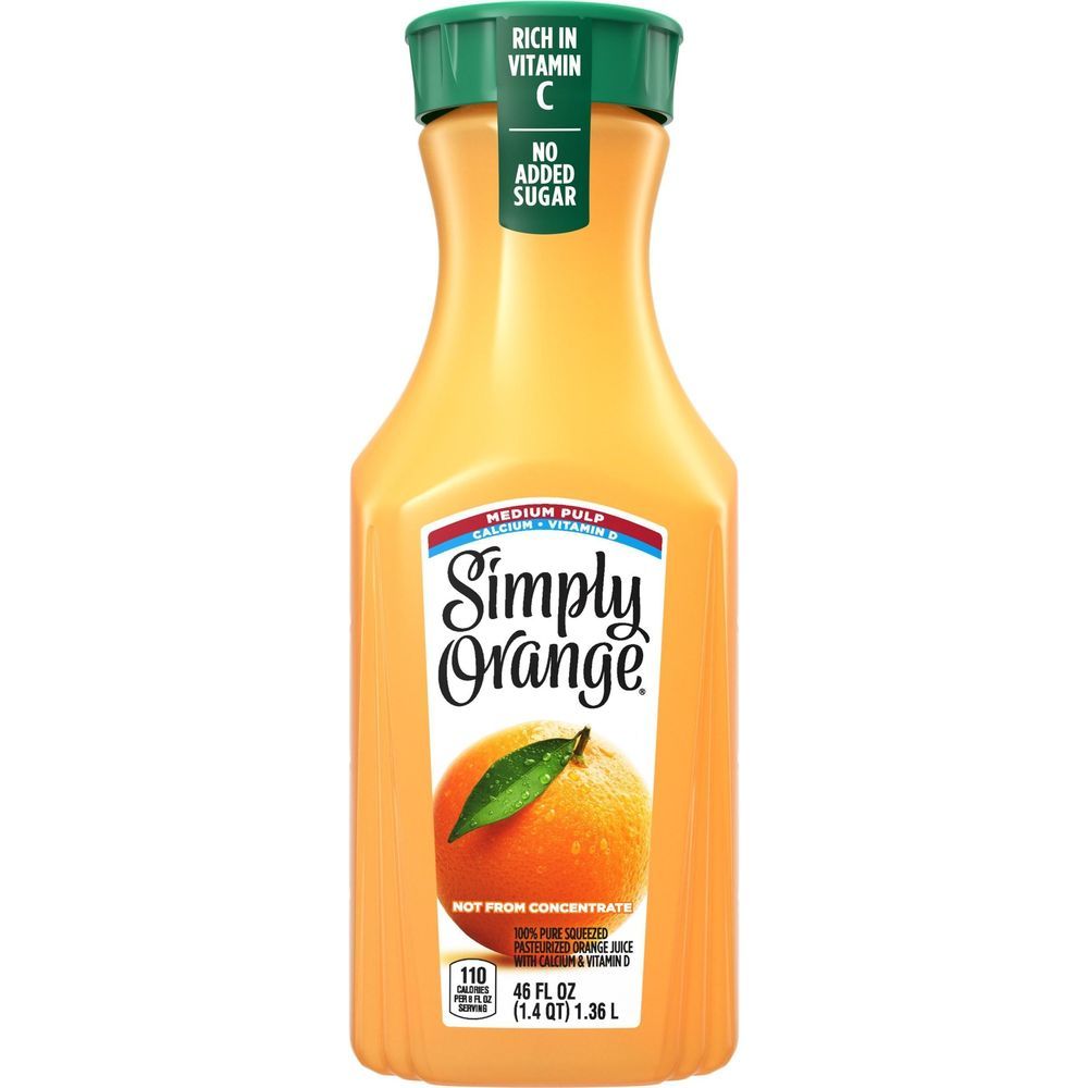Simply Orange Medium Pulp Orange Juice With Calcium And Vitamin D, 46 Fluid Ounce -- 6 Per Case