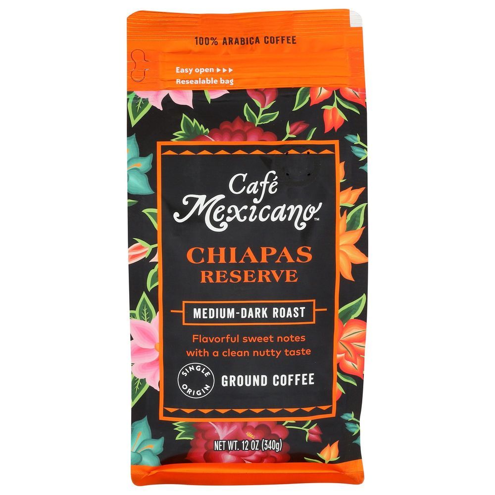 Cafe Mexicano Chiapas Reserve Medium Dark Roast Ground Coffee, 12 Ounce -- 6 Per Case