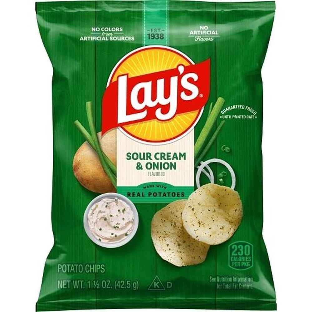 Lay's Potato Chips Sour Cream And Onion Single Serve, 1.5 Ounce -- 64 Per Case