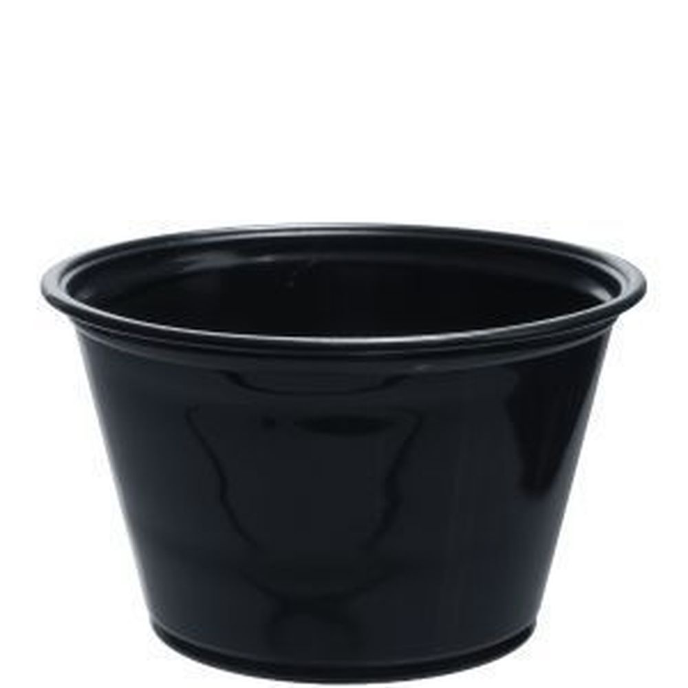 Conex Complements Polypropylene Plastic Black Portion Container, 4 Ounce Capacity -- 2500 Per Case