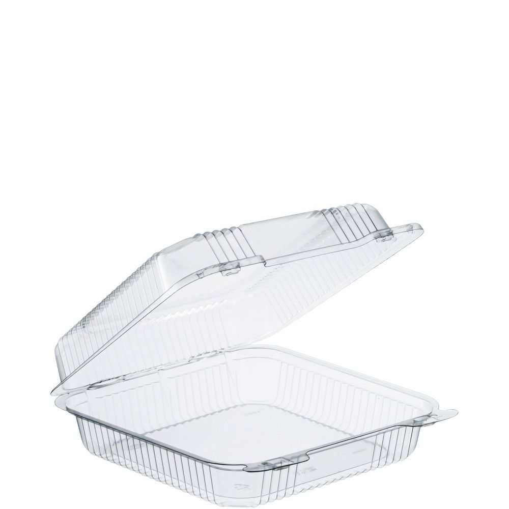Staylock Clear Pet Hinged Lid Container, 9 X 8 5/8 X 3 Inch -- 200 Per Case