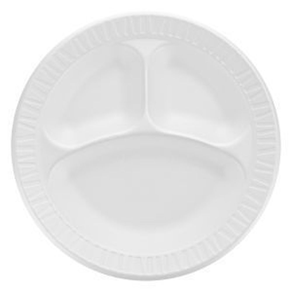 Concorde White Xps Non-laminated 3 Compartment Foam Plate, 10.25 Inch -- 500 Per Case