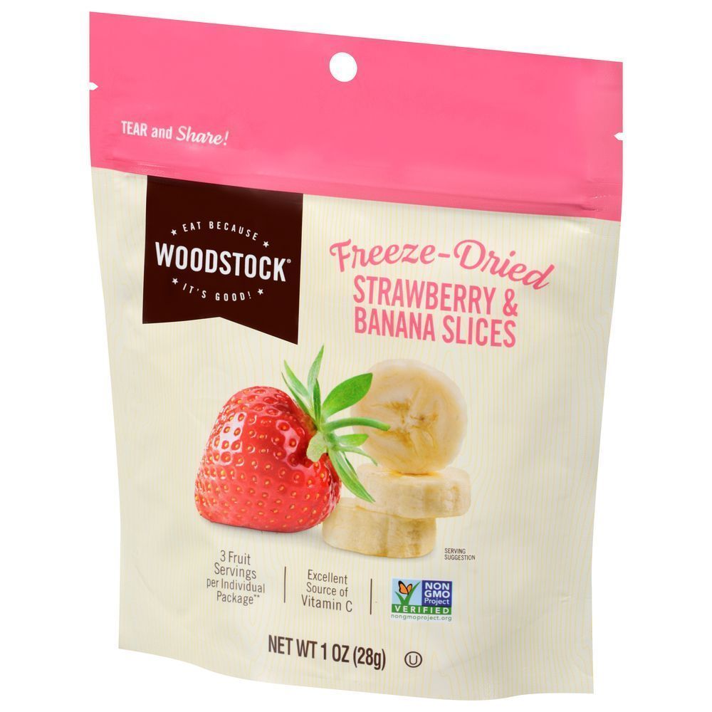 Woodstock Freeze Dried Strawberry And Banana Slices, 1 Ounce -- 6 Per Case