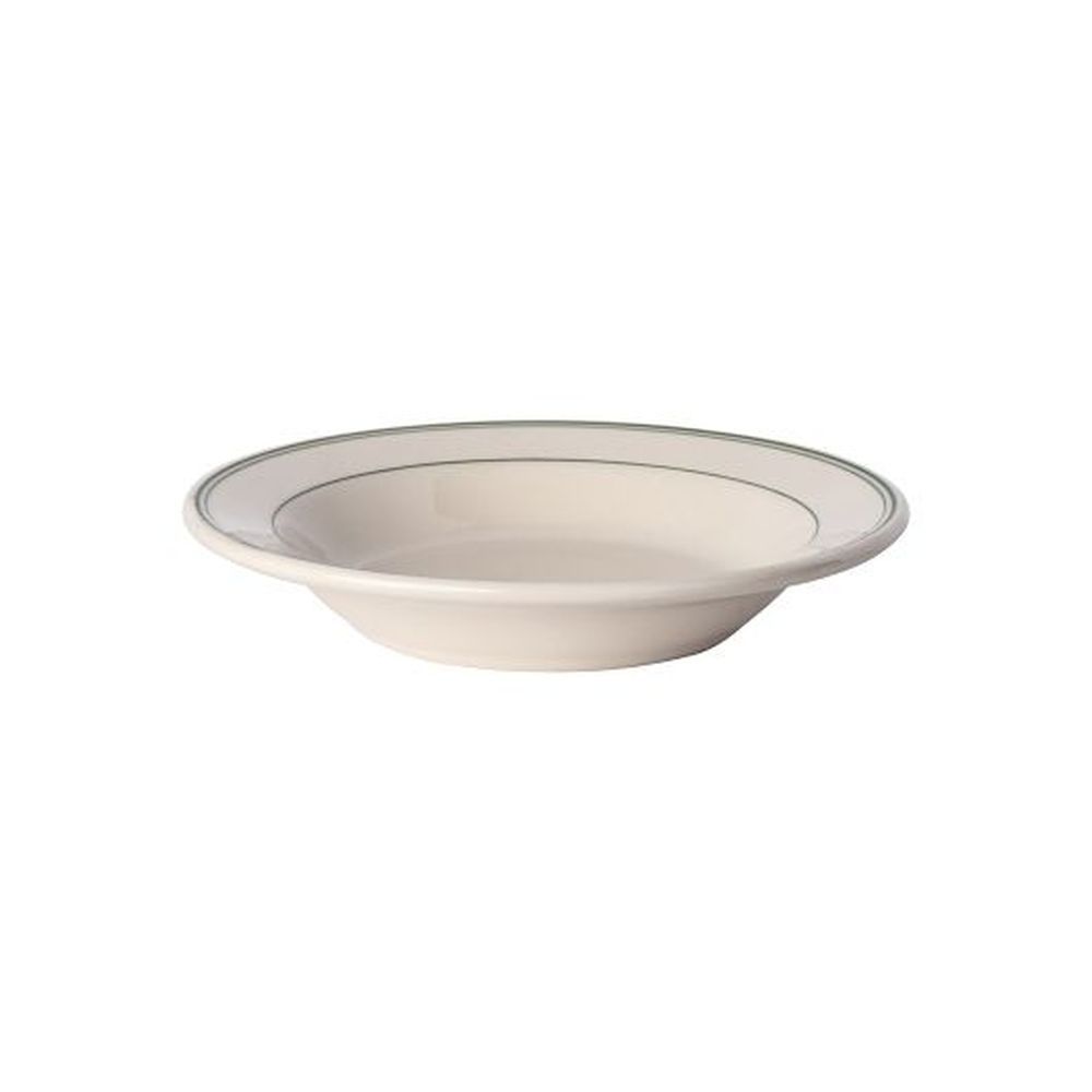 Homer Laughlin Green Band China 12.75 Ounce Rolled Edge Rim Soup Bowl, 24 Count