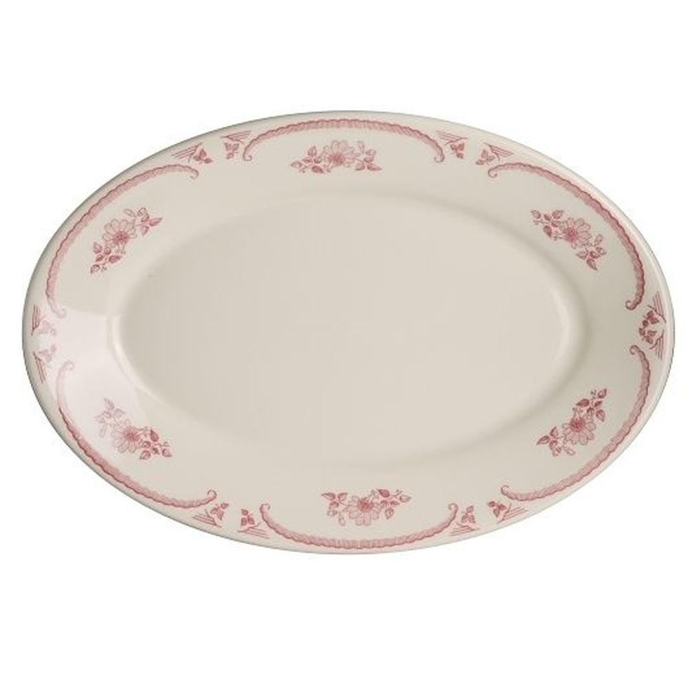 Homer Laughlin American Rose China 15 5/8 Inch Rolled Edge Oval Platter, 12 Count