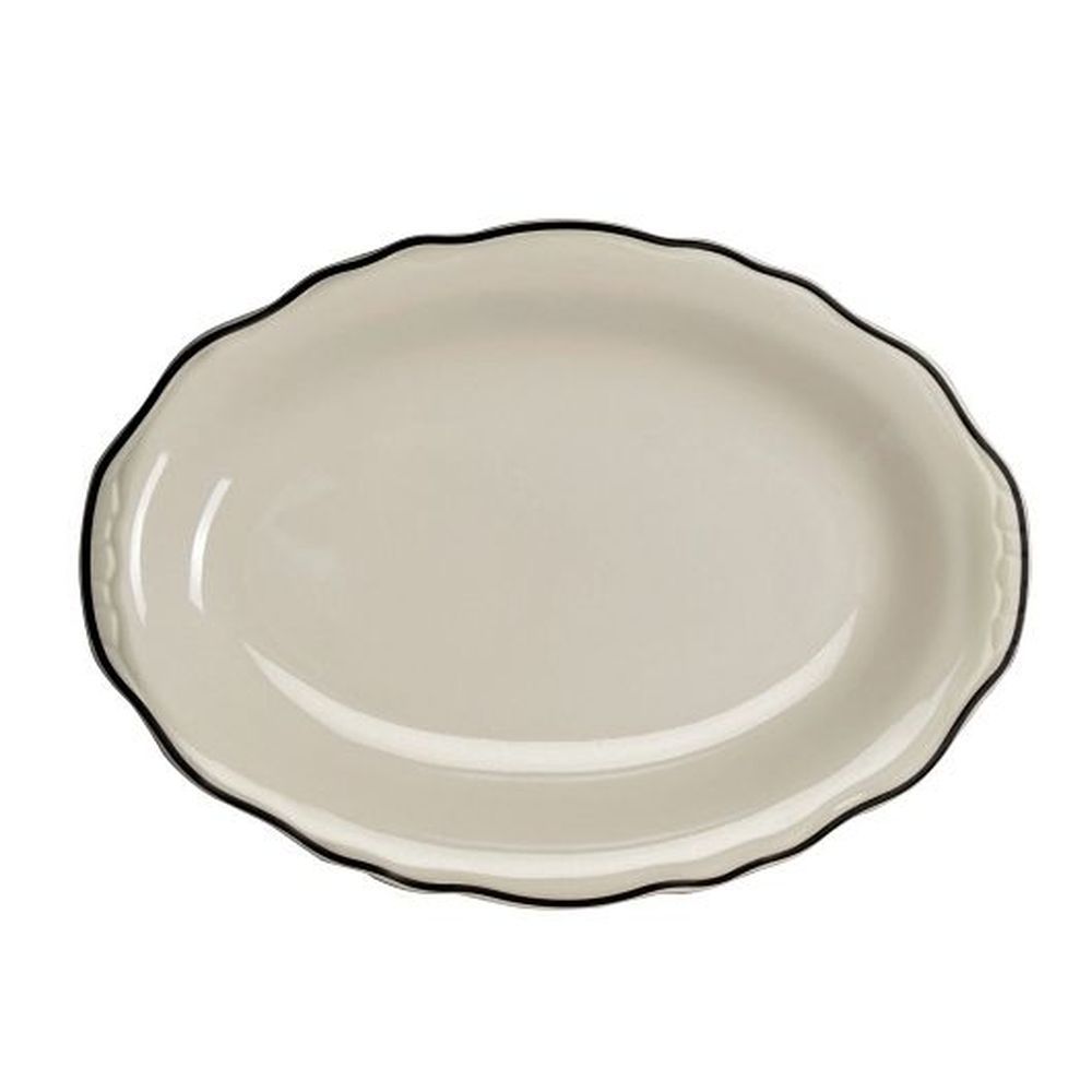 Homer Laughlin Styleline Black China 7 3/4 Inch Oval Platter, 36 Count