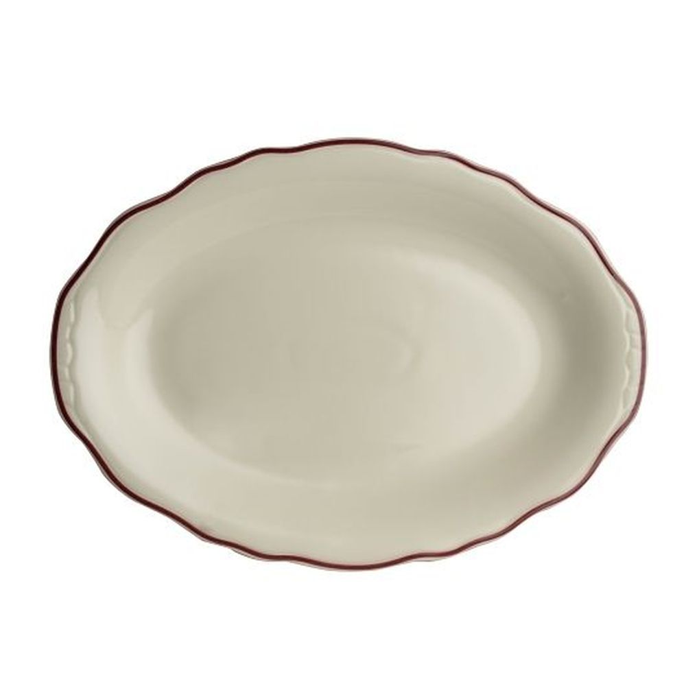 Homer Laughlin Styleine Maroon China 11 3/4 Inch Oval Platter, 12 Count