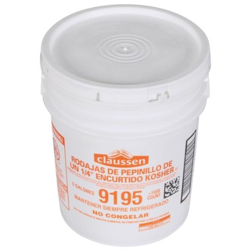 Claussen Kosher Smooth 1/4 Inch Cut Pickle Chips, 5 Gallons