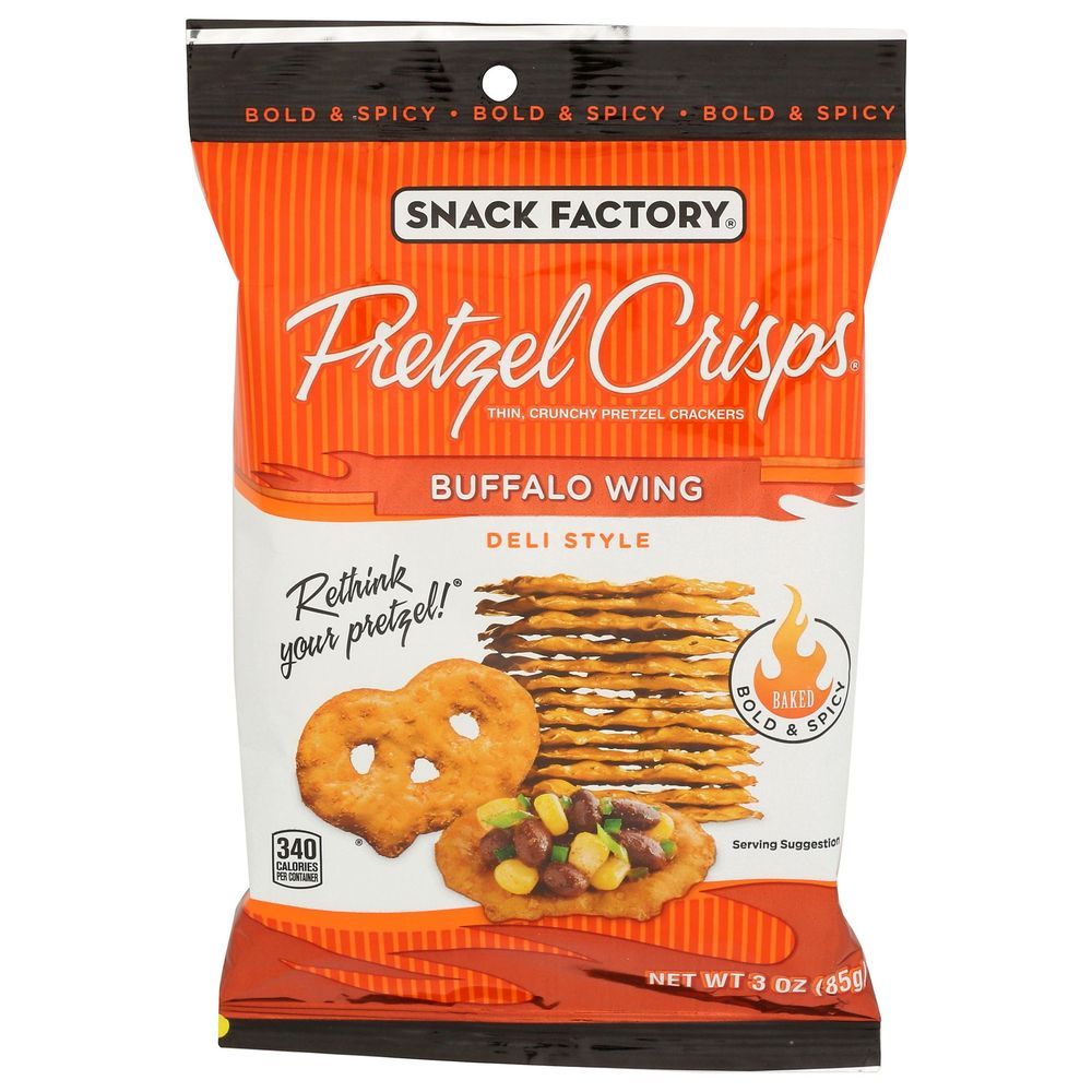 Pretzel Crisps Deli Style Buffalo Wing Pretzel Crackers, 3 Ounce -- 8 Per Case