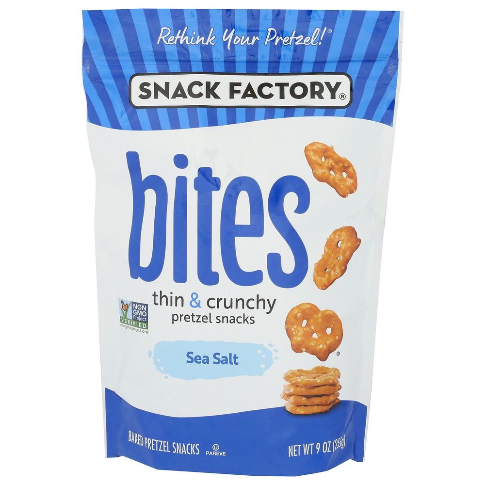 Snack Factory Sea Salt Pretzel Snacks Bites, 9 Ounce -- 12 Per Case