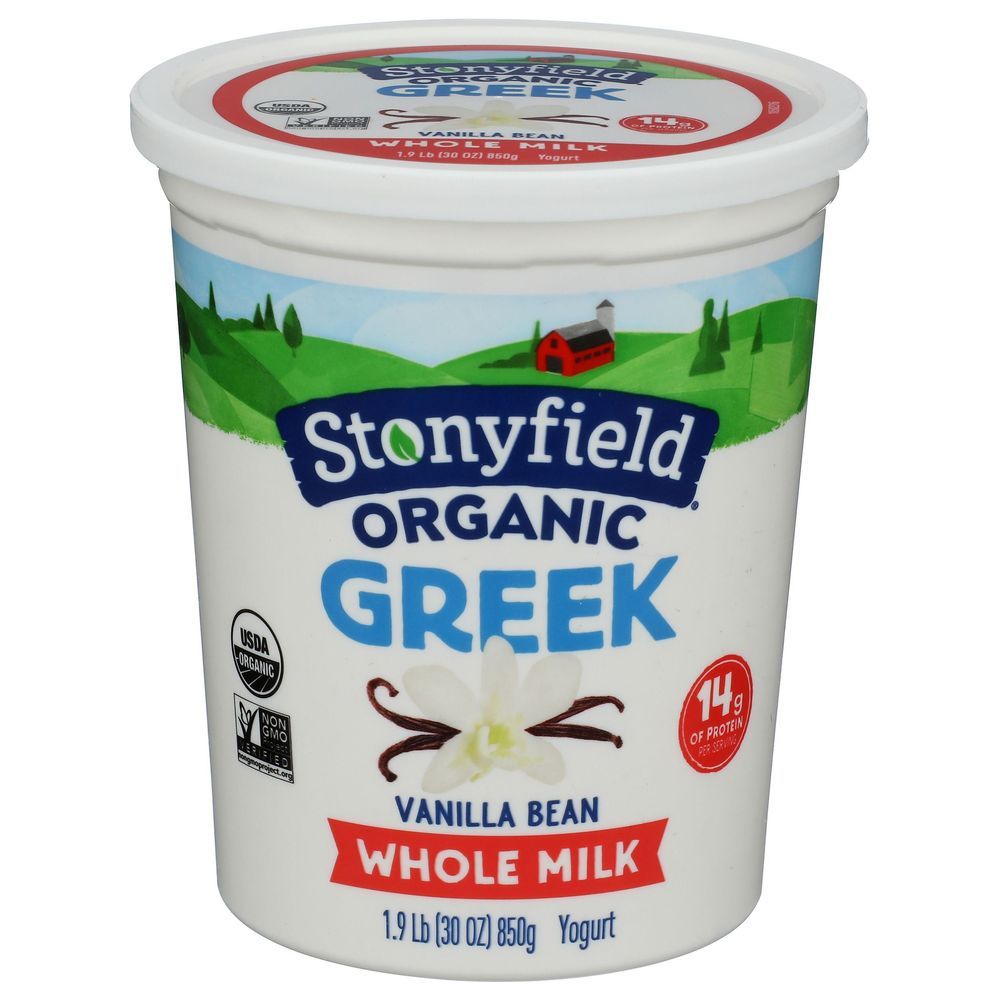 Stonyfield Organic Greek Vanilla Bean Whole Milk Yogurt, 30 Ounce -- 6 Per Case