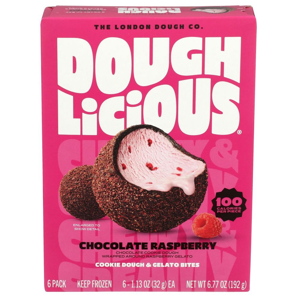 Doughlicious Chocolate Raspberry Cookie Dough And Gelato Bites, 6.77 Ounce -- 6 Per Case