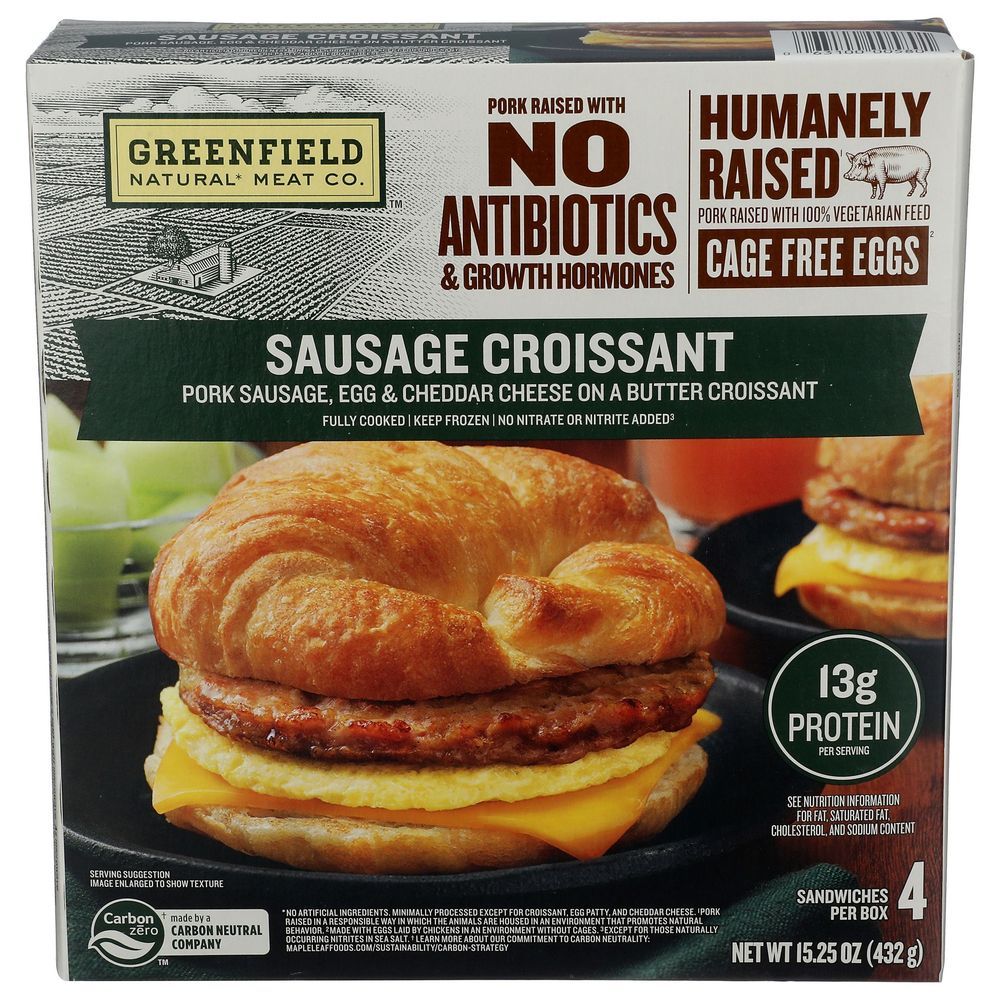 Greenfield Sausage And Egg Croissant Breakfast Sandwich, 15.25 Ounce -- 8 Per Case