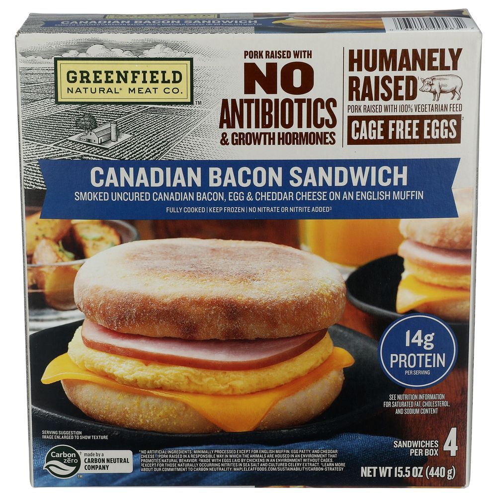 Greenfield Canadian Bacon Breakfast Sandwich, 15.5 Ounce -- 8 Per Case