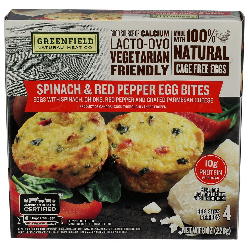 Greenfield Spinach And Red Pepper Egg Bites, 8 Ounce -- 12 Per Case