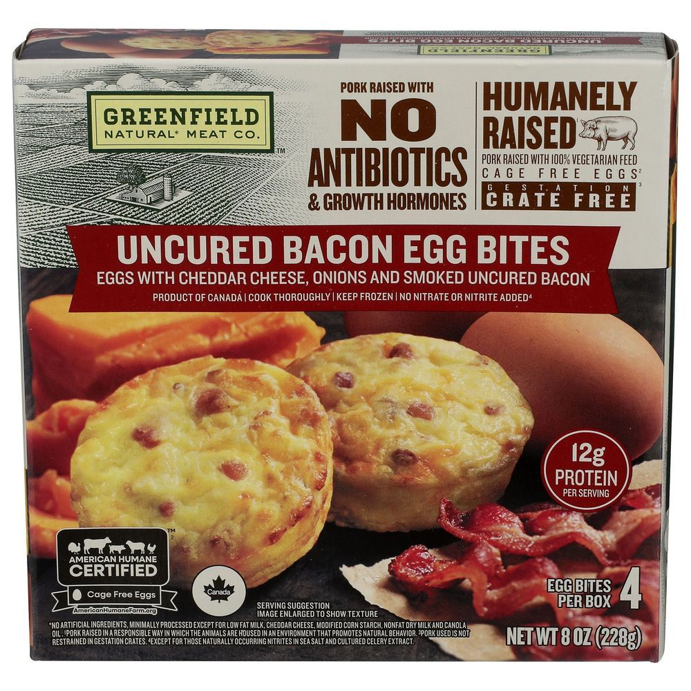 Greenfield Uncured Bacon And Egg Bites, 8 Ounce -- 12 Per Case