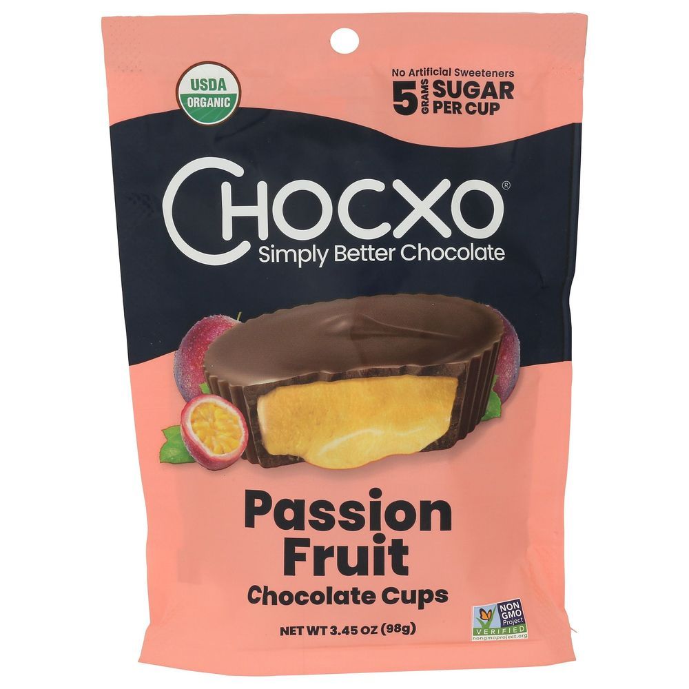Chocxo Organic Passion Fruit Dark/milk Chocolate Cup, 3.45 Ounce -- 6 Per Case