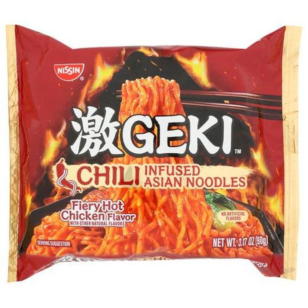 Nissin Geki Chili Infused Fiery Hot Chicken Asian Noodles, 3.17 Ounce -- 12 Per Case