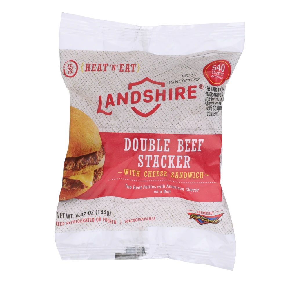 Landshire Fast Choice Double Beef Stacker With Cheese Sandwich, 6.47 Ounce -- 12 Per Case