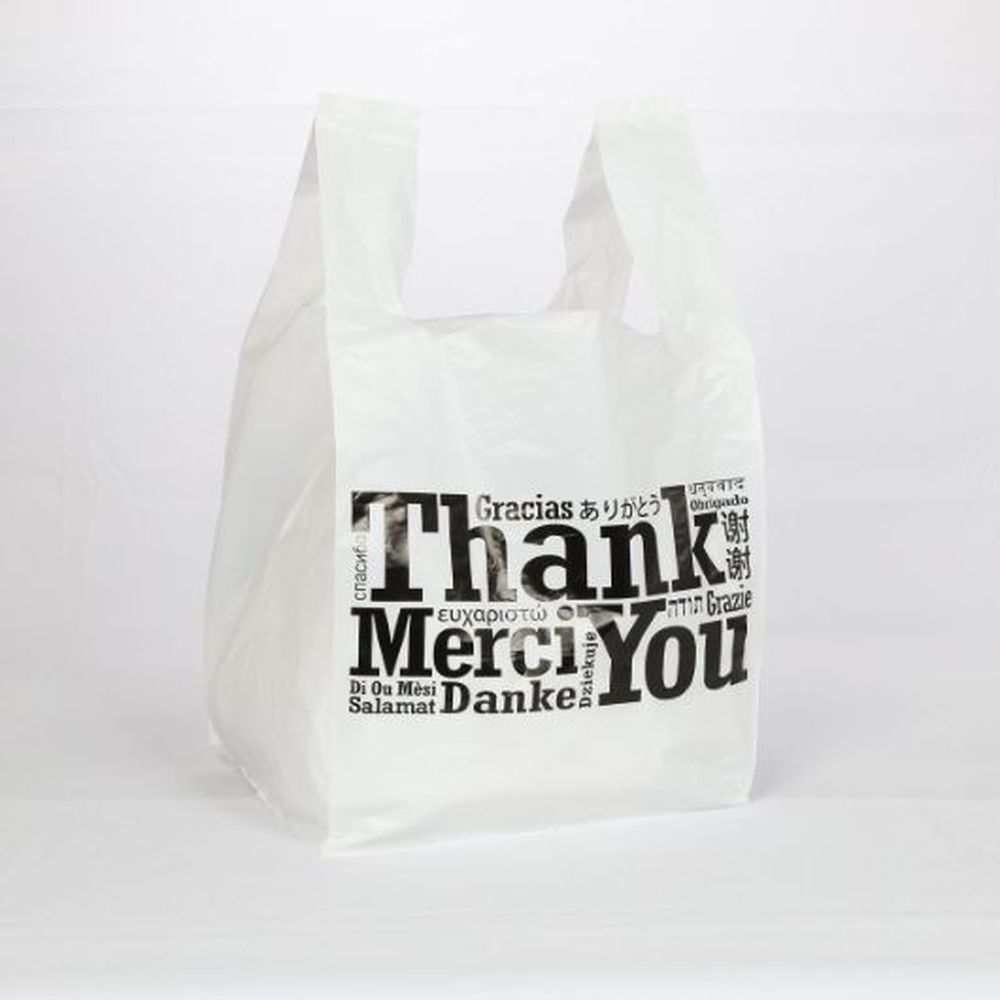Royal Multilingual Flat Bottom T-shirt Bag, 250 Count