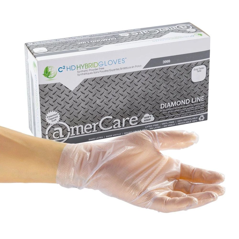Amercareroyal Awear Clear Synthetic Hybrid Large Powder-free Gloves -- 1000 Per Case