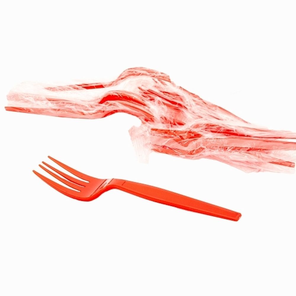 Amercare Red Polystyrene Medium Heavy Weight Fork, 1000 Count