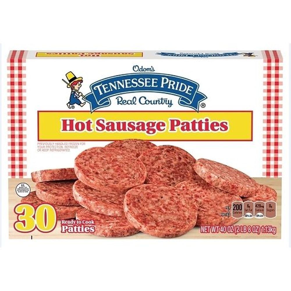 Odom Tennessee Pride Hot Sausage Patty, 40 Ounce -- 4 Per Case