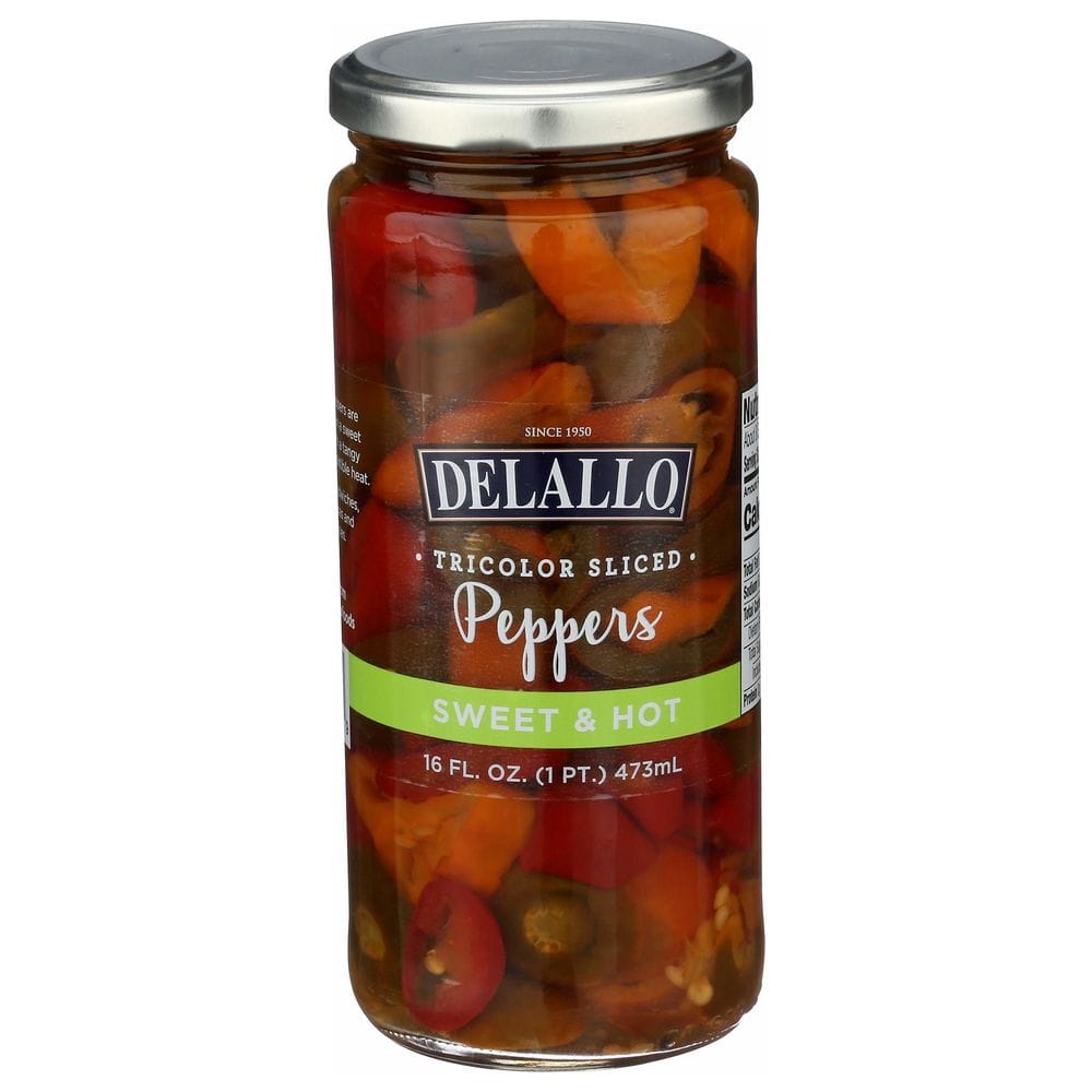 Delallo Tricolor Sliced Sweet And Hot Peppers Rings, 16 Ounce -- 6 Per Case