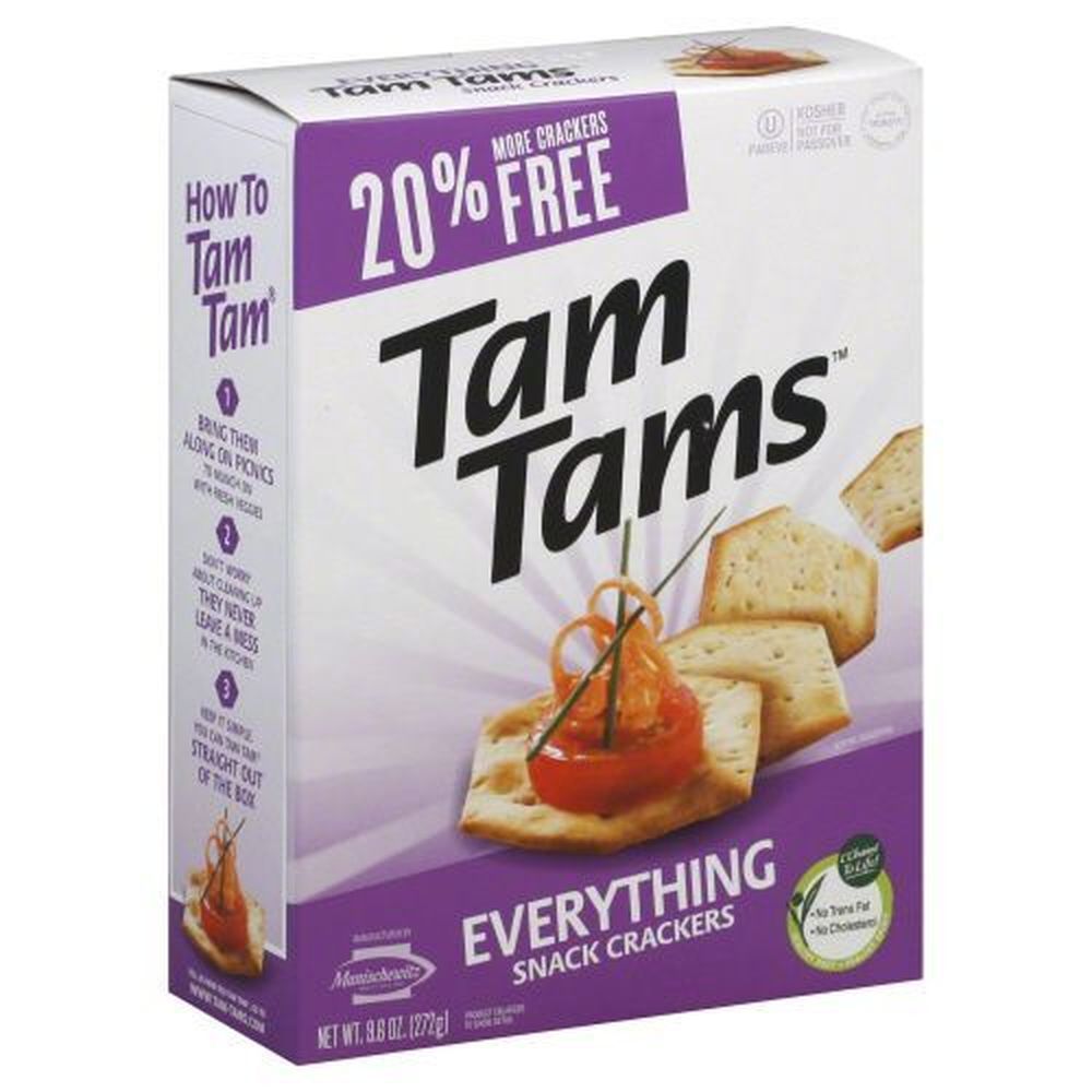 Tam Tams Everything Snack Cracker, 9.6 Ounce -- 12 Per Case