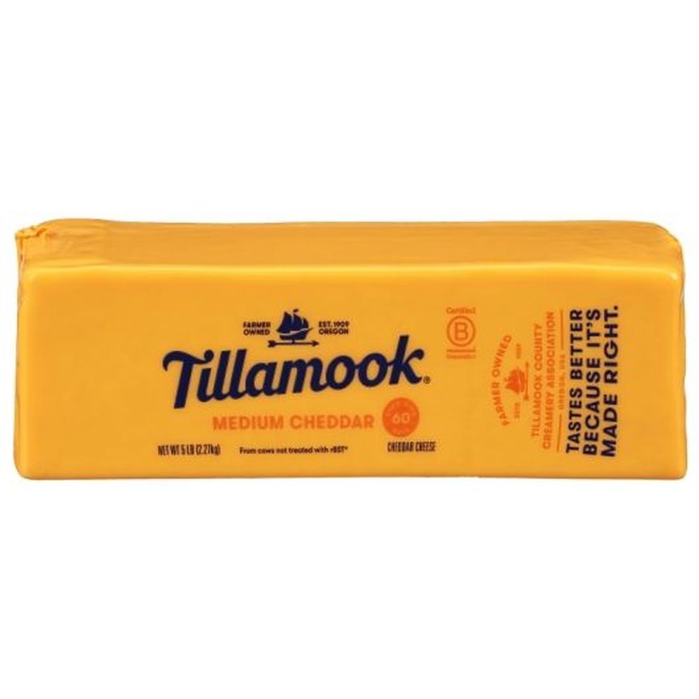 Tillamook Medium Cheddar Cheese, 5 Pound -- 2 Per Case