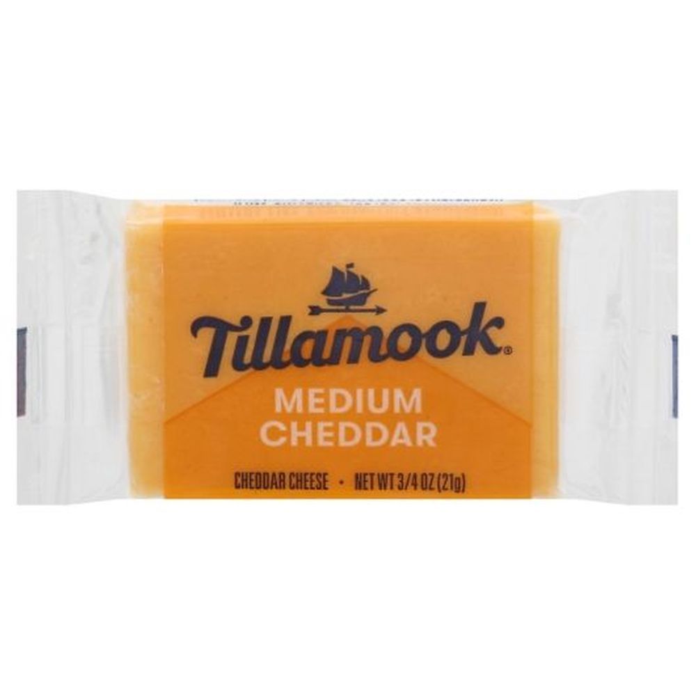 Tillamook Medium Portions Cheddar Cheese, 0.75 Ounce -- 100 Per Case