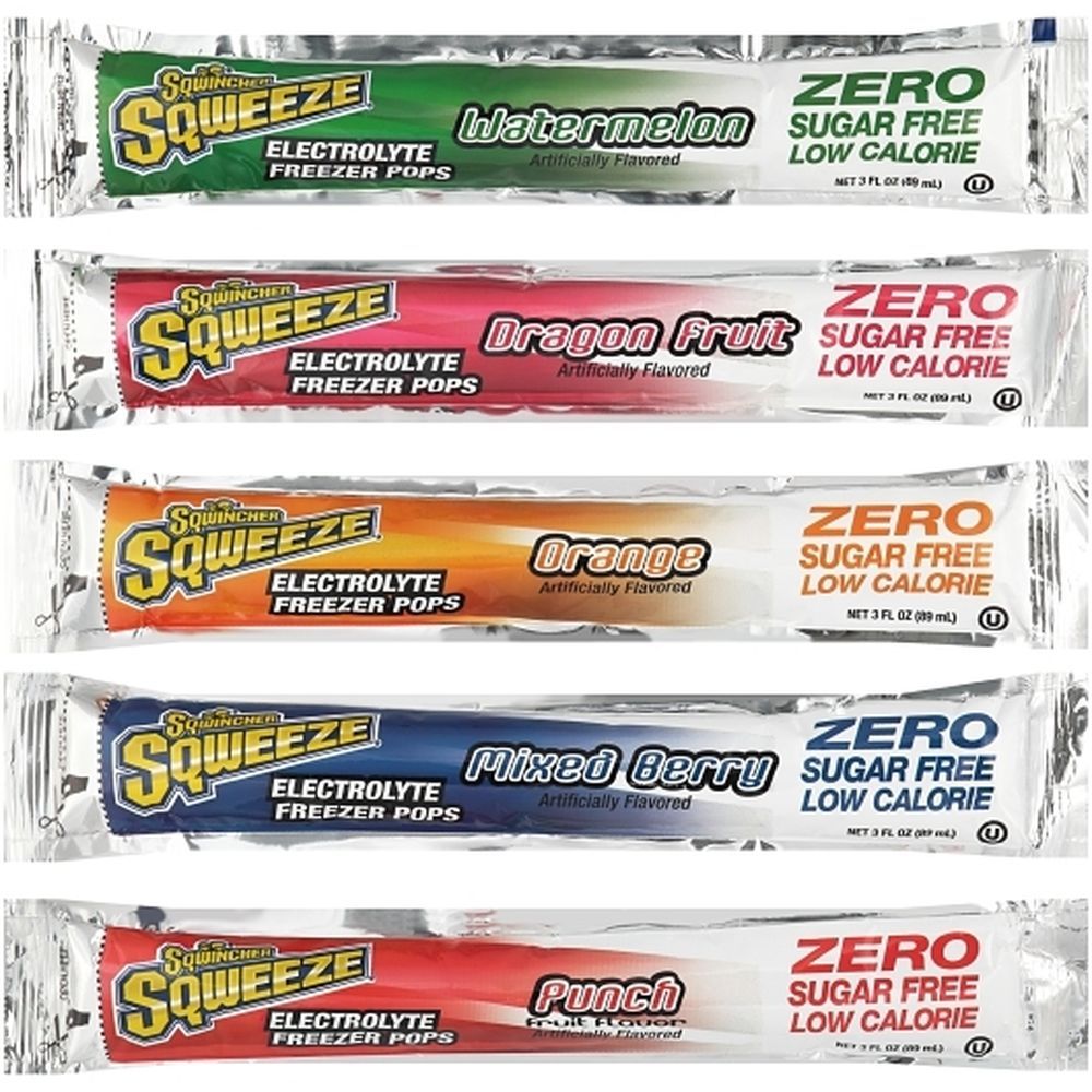 Sqwincher Sqweeze Zero Electrolyte Freezer Pops - Variety Pack, 10 Count -- 15 Per Case