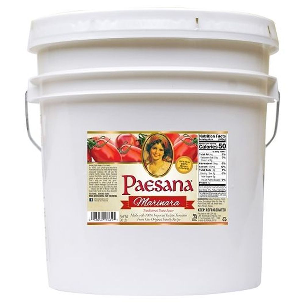 Paesana Marinara Traditional Pasta Sauce, 37 Pound Pail