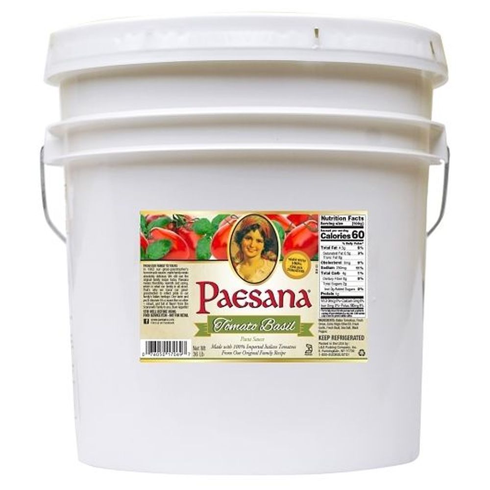Paesana Tomato Basil Traditional Pasta Sauce, 37 Pound Pail