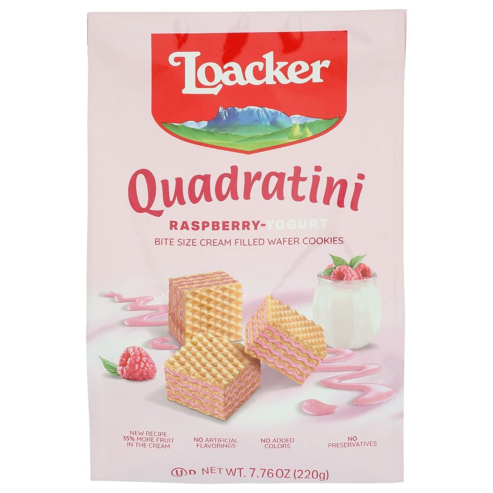 Loacker Quadratini Raspberry-yogurt Wafer Cookies, 7.76 Ounce -- 6 Per Case