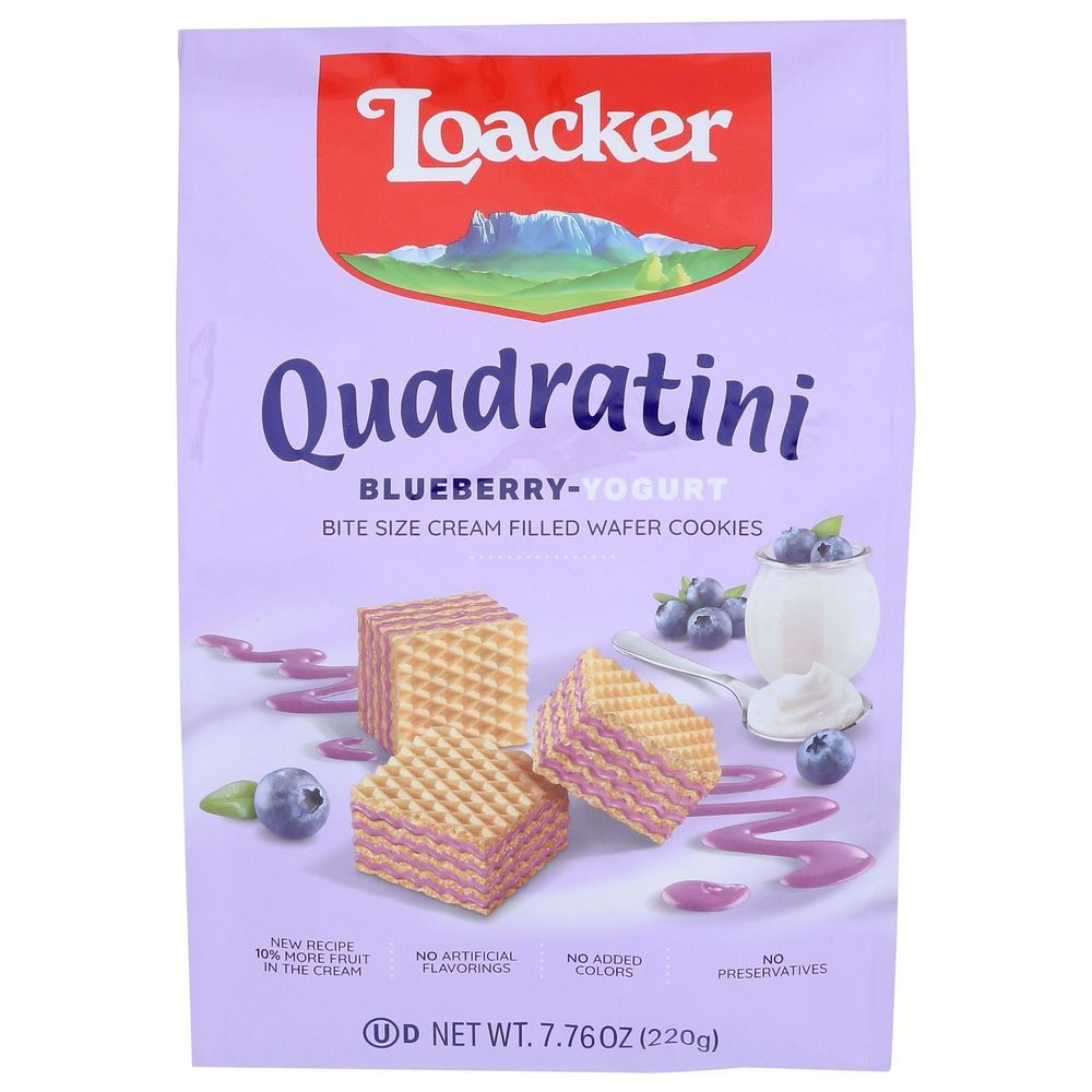 Loacker Quadratini Blueberry-yogurt Wafer Cookies, 7.76 Ounce -- 6 Per Case