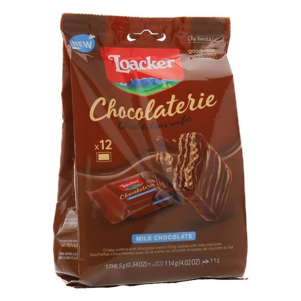 Loacker Chocolaterie Milk Chocolate Covered Wafer Squares, 4.02 Ounce -- 8 Per Case