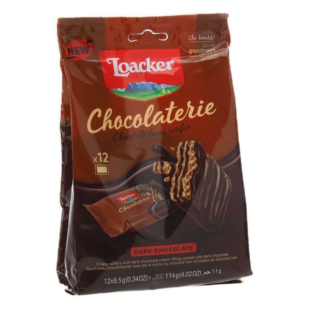 Loacker Chocolaterie Dark Chocolate Covered Wafer Squares, 4.02 Ounce -- 8 Per Case