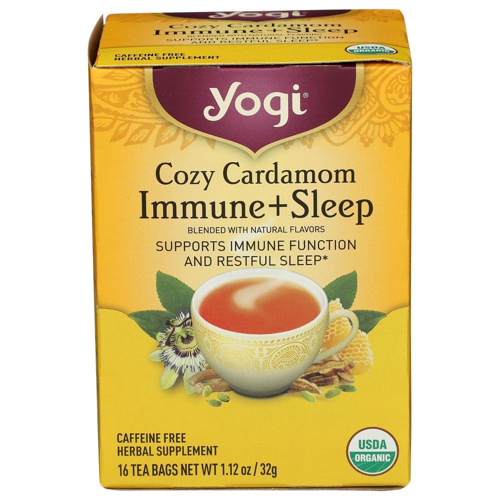 Yogi Organic Cozy Cardamom Immune Plus Sleep Tea, 16 Tea Bags -- 6 Per Case