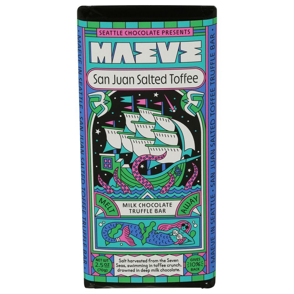 Maeve San Juan Salted Toffee Milk Chocolate Truffle Bar, 2.5 Ounce -- 12 Per Case
