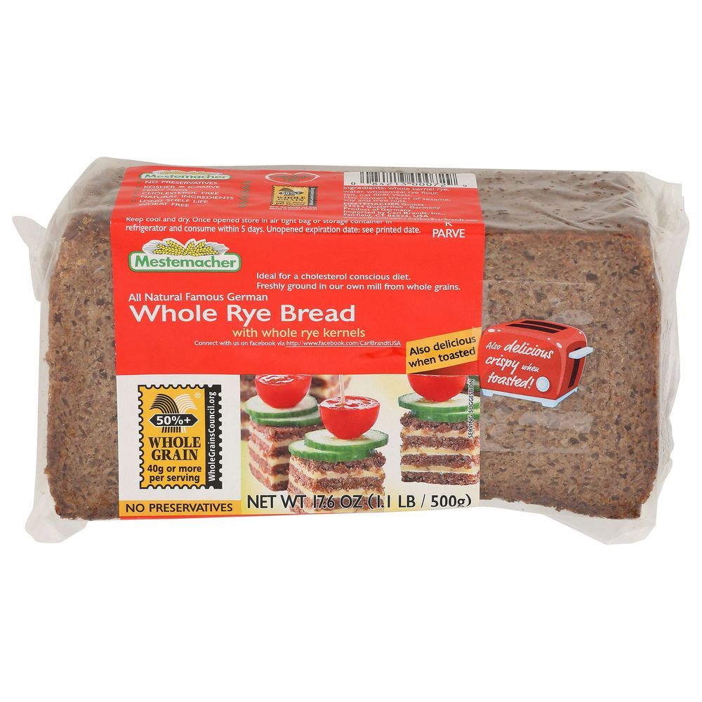 Mestemacher Natural Famous German Whole Rye Bread With Whole Rye Kernel, 17.6 Ounce -- 12 Per Case