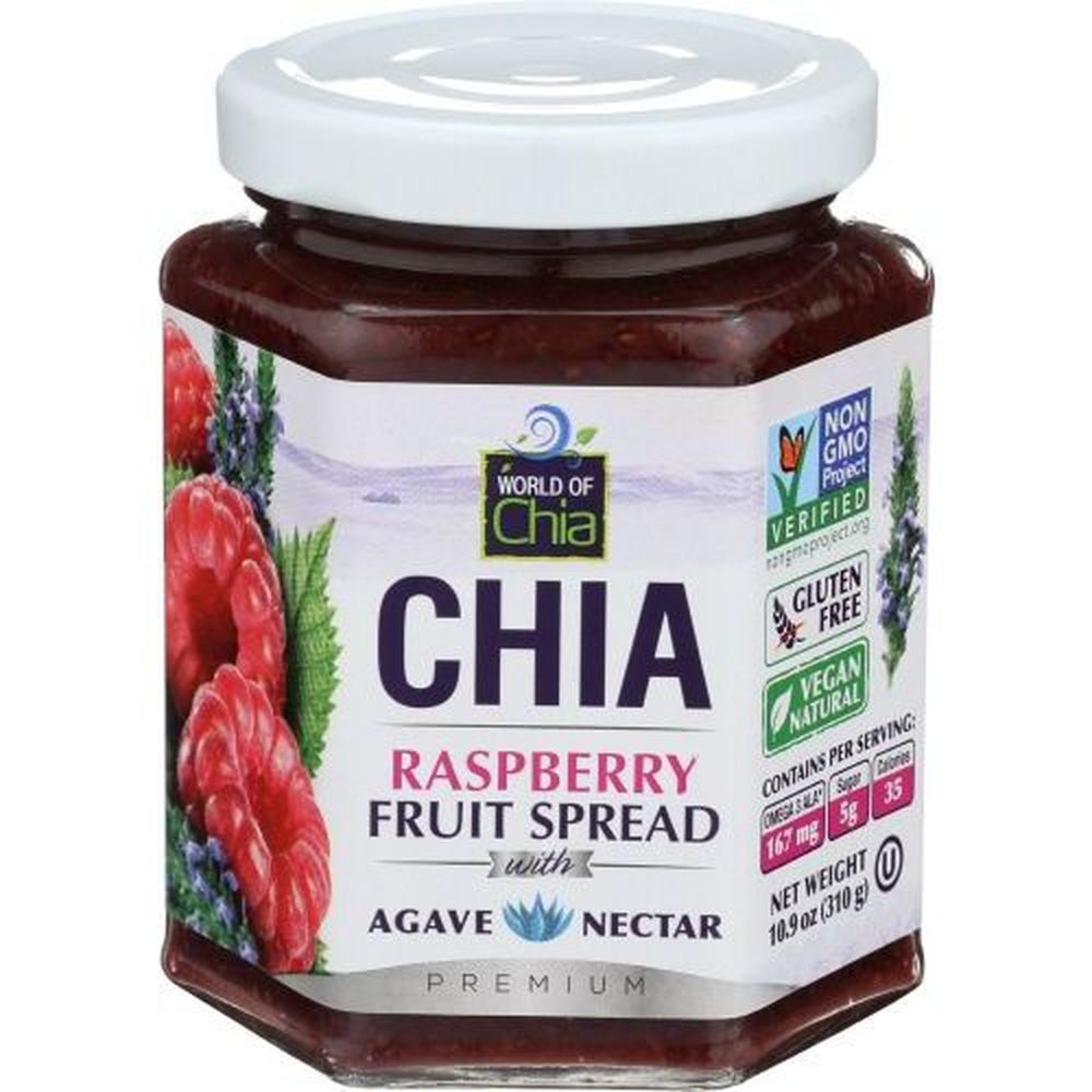 World Of Chia Raspberry Fruit Spread With Agave Nectar, 10.9 Ounce -- 12 Per Case